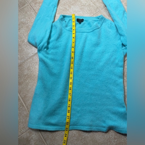 Talbots Pure Cashmere Tiffany Blue Sweater Size Petite Large - Picture 10 of 10